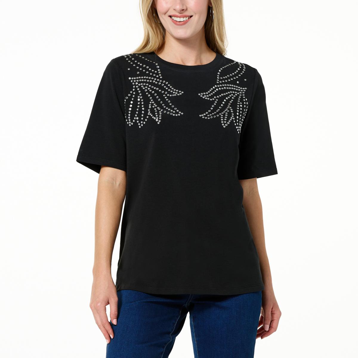 DG2 by Diane Gilman Embellished Short-Sleeve Tee