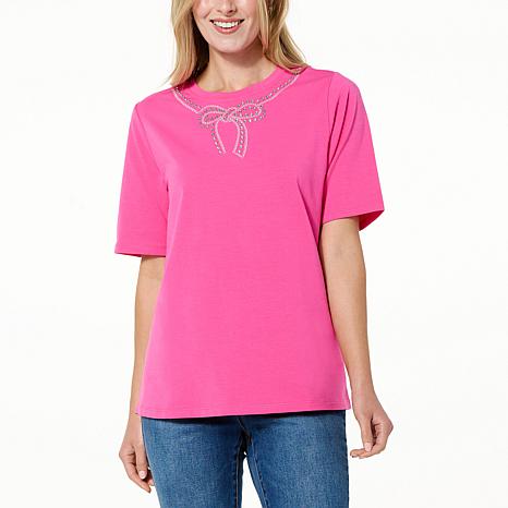 DG2 by Diane Gilman Embellished Short-Sleeve Tee