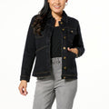 DG2 by Diane Gilman New Classic Stretch Denim Embroidered Jean Jacket - fashioncurb