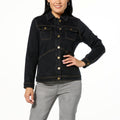 DG2 by Diane Gilman New Classic Stretch Denim Embroidered Jean Jacket - fashioncurb