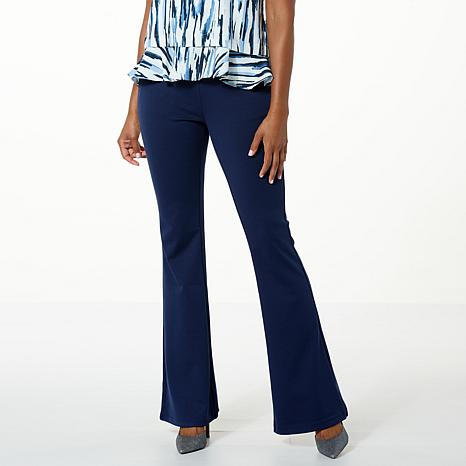 DG2 by Diane Gilman Ponte Knit Pull-On High Rise Flare Pant