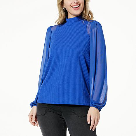 DG RIBBED & MESH KNIT TOP