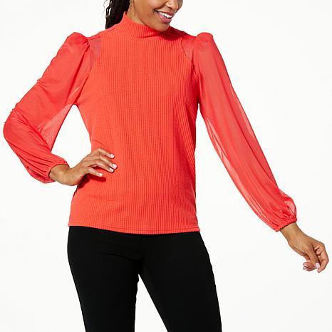 DG RIBBED & MESH KNIT TOP - fashioncurb
