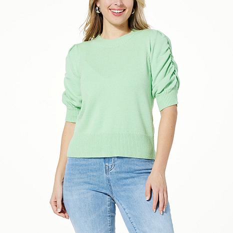 DG2 by Diane Gilman SoftEase Knit Puff-Sleeve Sweater