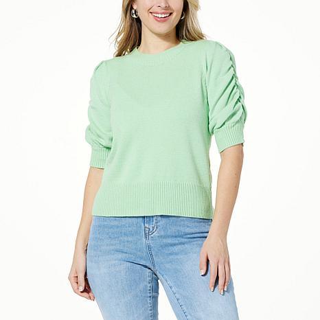 DG2 by Diane Gilman SoftEase Knit Puff-Sleeve Sweater - fashioncurb