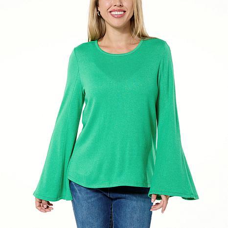 DG2 Sweater Knit 4-Panel Bell Sleeve Top - fashioncurb