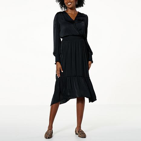 GBG SATIN FAUX WRAP DRESS - fashioncurb