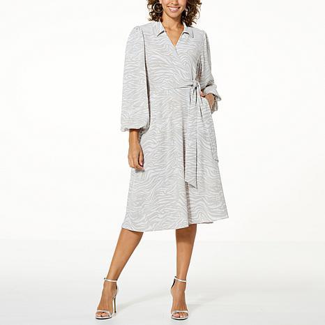 G by Giuliana Black Label Woven Crepe Wrap Dress - fashioncurb