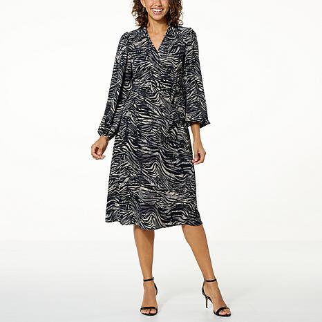 G by Giuliana Black Label Woven Crepe Wrap Dress - fashioncurb