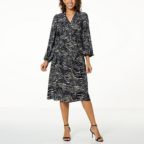 G by Giuliana Black Label Woven Crepe Wrap Dress