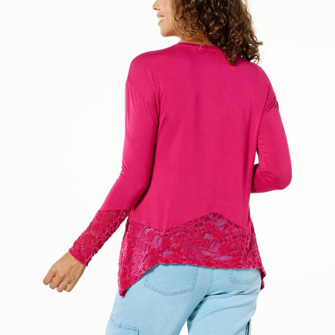 GBG LACE-HEM JERSEY KNIT T - fashioncurb