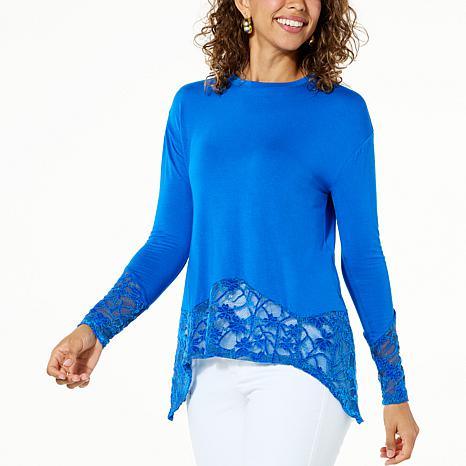 GBG LACE-HEM JERSEY KNIT T - fashioncurb