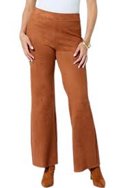 WynneCollection Faux Suede Flare-Leg Pant