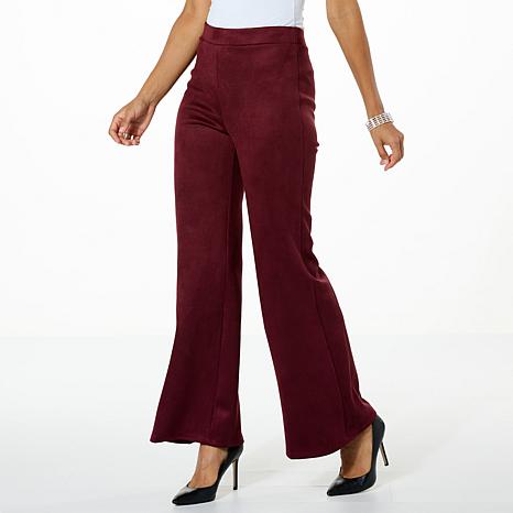 WynneCollection Faux Suede Flare-Leg Pant