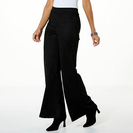 WynneCollection Faux Suede Flare-Leg Pant