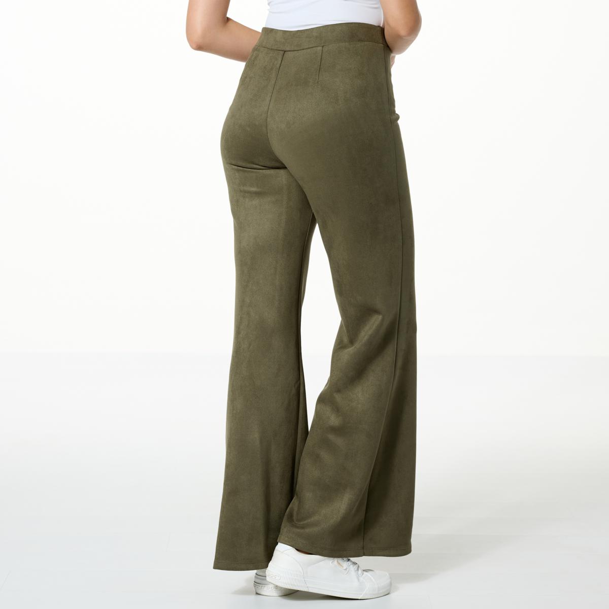 WynneCollection Faux Suede Flare-Leg Pant