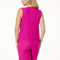 WynneLayers Drapey Twill Soft Suiting Button-Front Sleeveless Top - fashioncurb