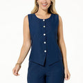 WynneLayers Drapey Twill Soft Suiting Button-Front Sleeveless Top - fashioncurb