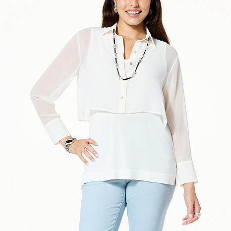 WynneLayers Long-Sleeve Chiffon Shirt Jacket