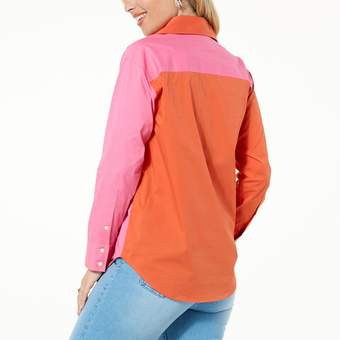 WynneLayers Poplin Colorblock Button-Front Shirt - fashioncurb